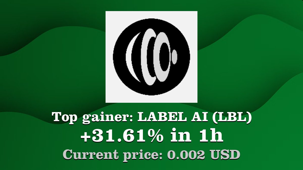 Coinwink's tweet image. Top gainer: #LABELAI #LBL $LBL increased by 31.61% in 1h! Create your LBL #crypto alert: coinwink.com/lbl