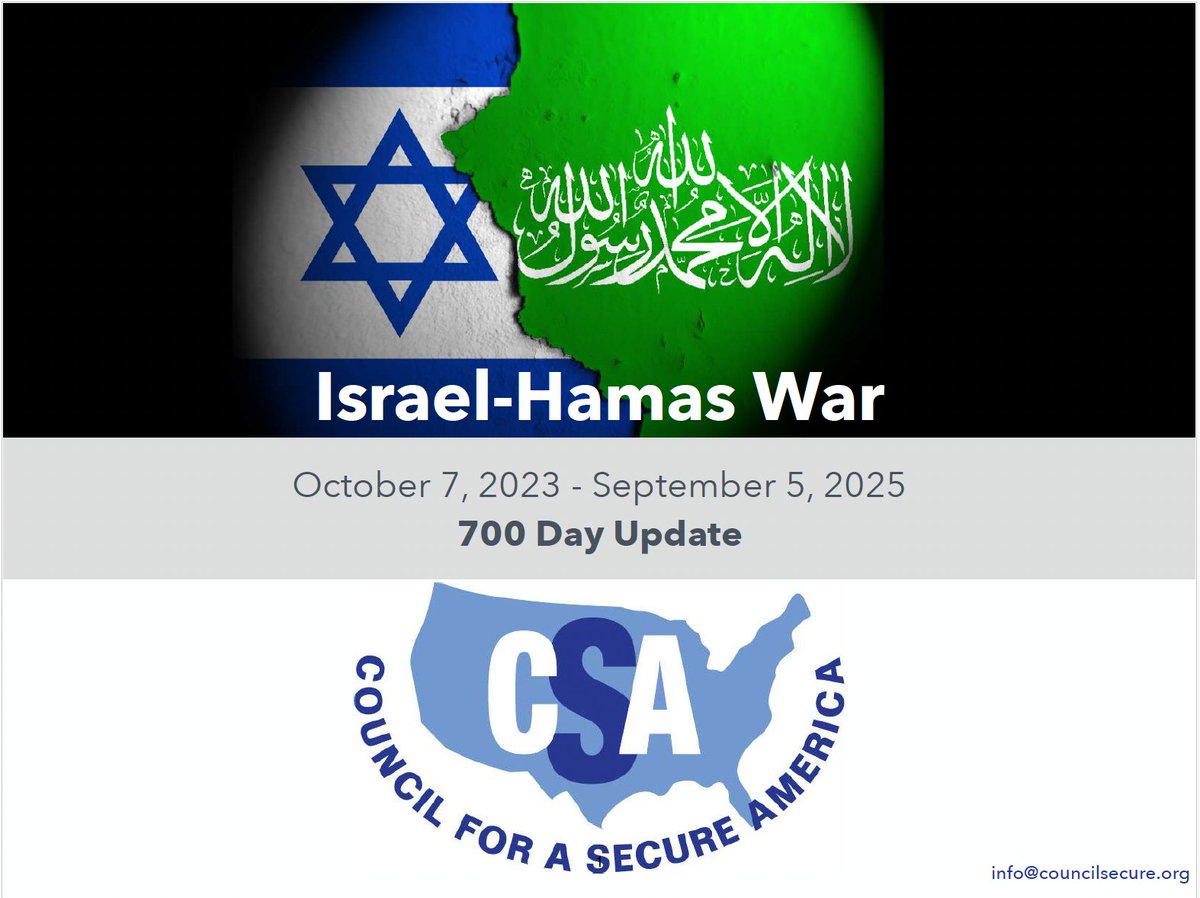 TODAY: CSA is releasing the 700-day update of our Israel-Hamas War Report. This version covers recent key developments including an update on Israeli and international humanitarian aid into Gaza; the start of the battle for Gaza City; an update on Egypt-Israel relations including