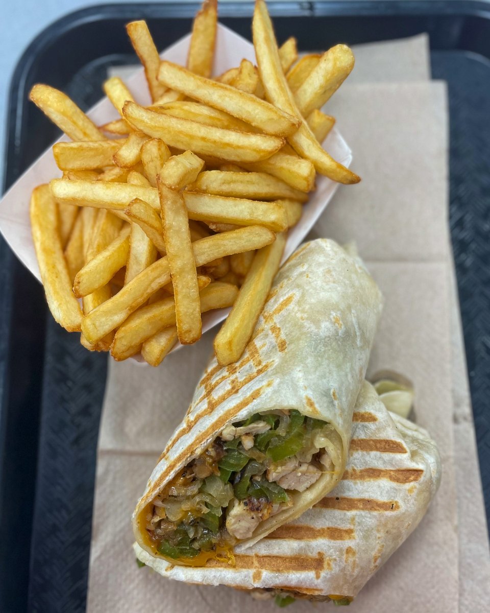 RanchOne's tweet image. Kick off the cooler months with one of our infamous wraps! Try our Grilled Chicken Philly Wrap now! 🔥😋