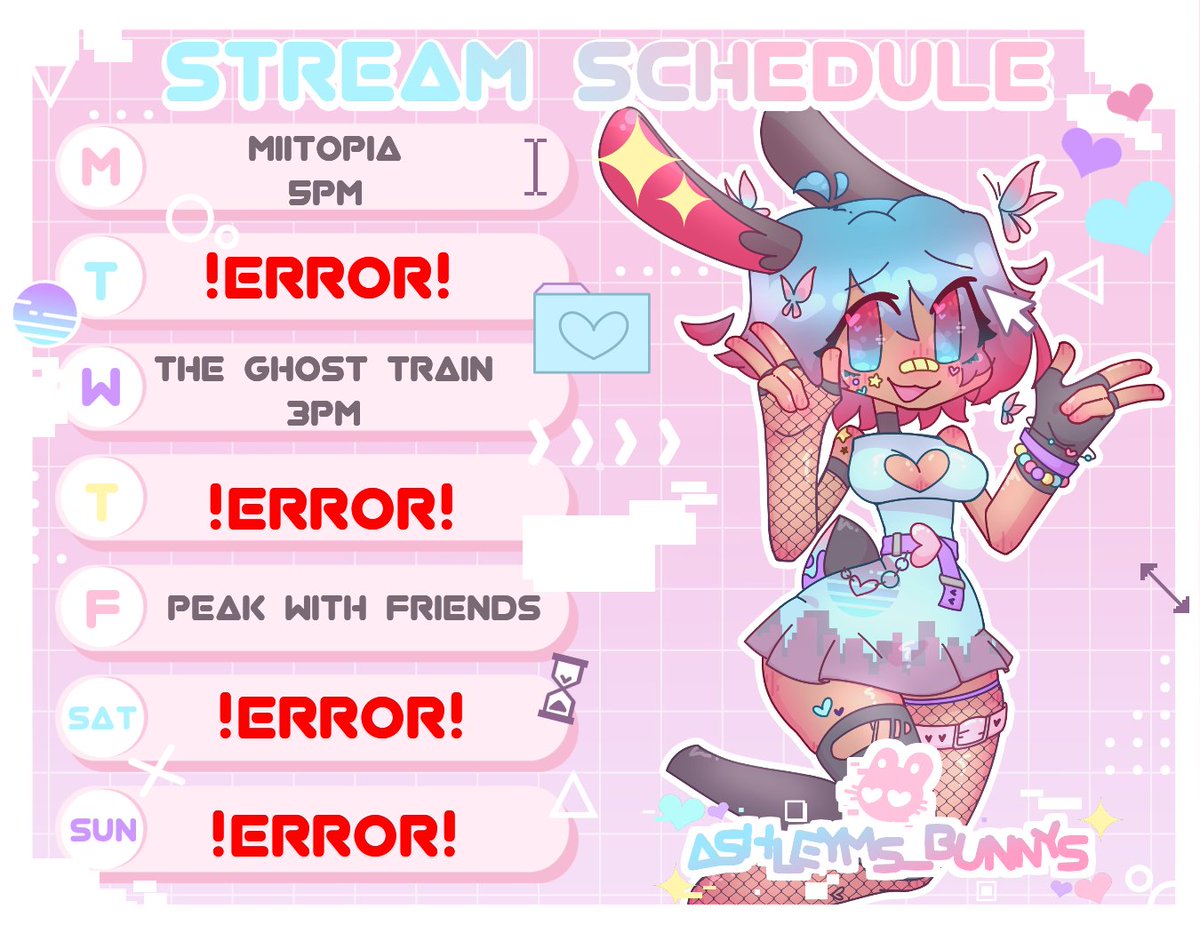 im feelin great! here's my schedule for the week :3