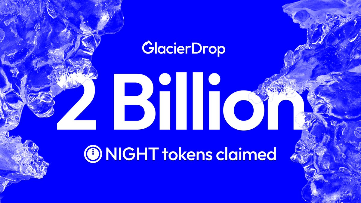 1/ Update: Over 2 Billion NIGHT have been claimed in Phase 1 of the Glacier Drop, representing 8% of supply across 8 ecosystems.

A major step toward building a diverse and decentralized Midnight community.

Here’s what you should know 🧵👇