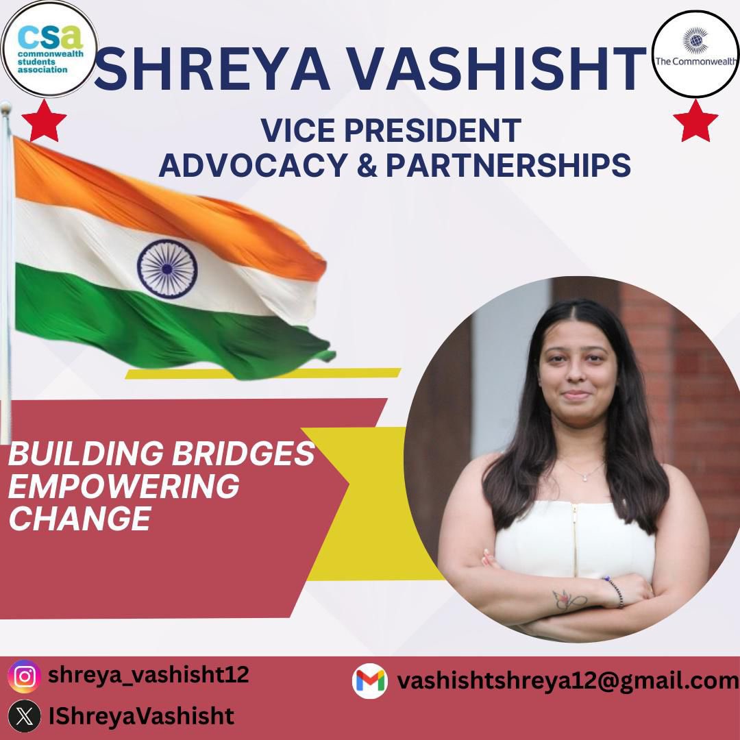 SanjayTandonBJP's tweet image. Wishing Shreya Vashisht (@IShreyaVashisht) from Hoshiarpur, Punjab, the very best for the upcoming Commonwealth Students’ Association (CSA) elections. Her dedication, leadership and commitment to youth empowerment are truly commendable.

May she achieve great success and make our…