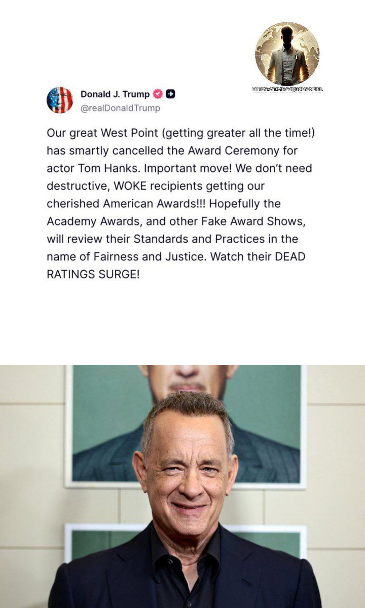 LadyAfro17's tweet image. 8 settembre 2025, Stati Uniti 

DONALD TRUMP: NON ABBIAMO BISOGNO DI GENTE COME QUESTA!

Il nostro grande #West_Point (sempre più grande!) ha intelligentemente cancellato la cerimonia di premiazione dell'attore #Tom_Hanks. Mossa importante! Non abbiamo bisogno di destinatari