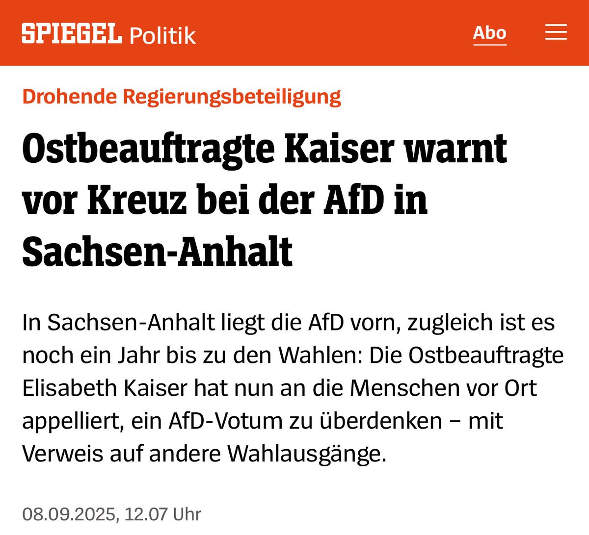 Dumme Frage: 
Warum gibt es eine Ostbeauftragte?
Gibt es auch eine Westbeauftragte, Nordbeauftragte oder Südbeauftragte?