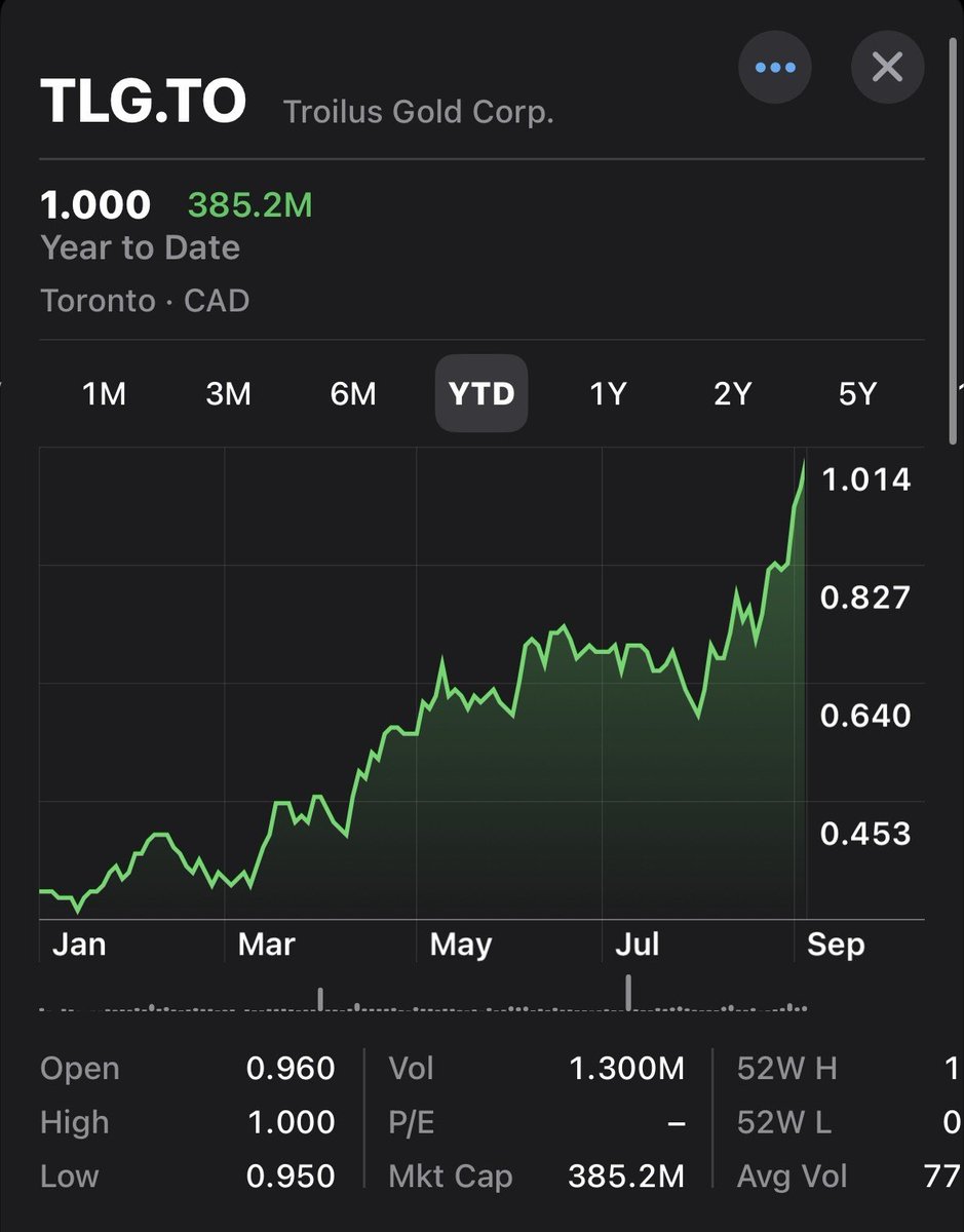 Troilus shares reached C$1.00 last week — our highest level since 2021. Year to date, our stock has risen ~223%, bringing our market capitalization to approximately C$385 million.

We believe this momentum reflects growing confidence in Troilus as one of North America’s largest