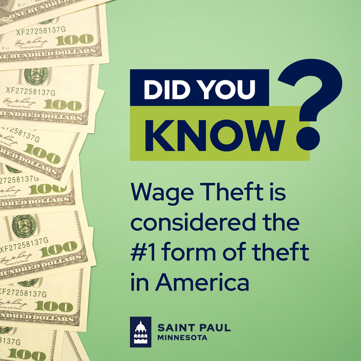 Labor Day reminded us of the hard work that keeps our communities strong—and that wage theft is illegal in Saint Paul. It includes unpaid overtime, off-the-clock work, denied breaks, misclassification, withheld tips, or illegal deductions. Learn more: stpaul.gov/laborstandards