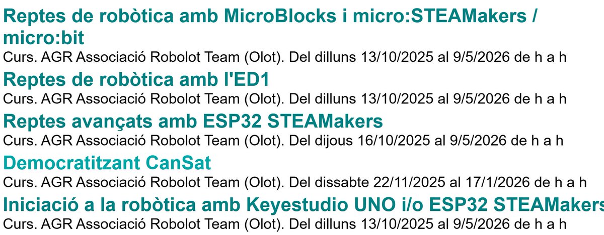 ROBOLOT's tweet image. 📝🗓️INSCRIPCIONS A FORMACIONS @ROBOLOT TEAM  del primer torn a partir del 19 de SETEMBRE(*)

(*)👉 @ROBOLOT TEAM va demanar el reconeixement a @educaciocat de les 5 primeres  activitats el darrer 18 de Juliol. Hauríem de tenir resposta abans del 19 de setembre.