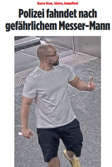 #München: Er bespuckte, beleidigte u bedrohte er Passanten am Stachus – und fuchtelte dabei mit einem Messer herum. Dann stieß er einen Reisenden am Bahnhof Pasing brutal die Treppe hinunter. Die Bundespolizei jagt den Täter. bild.de/regional/muenc…