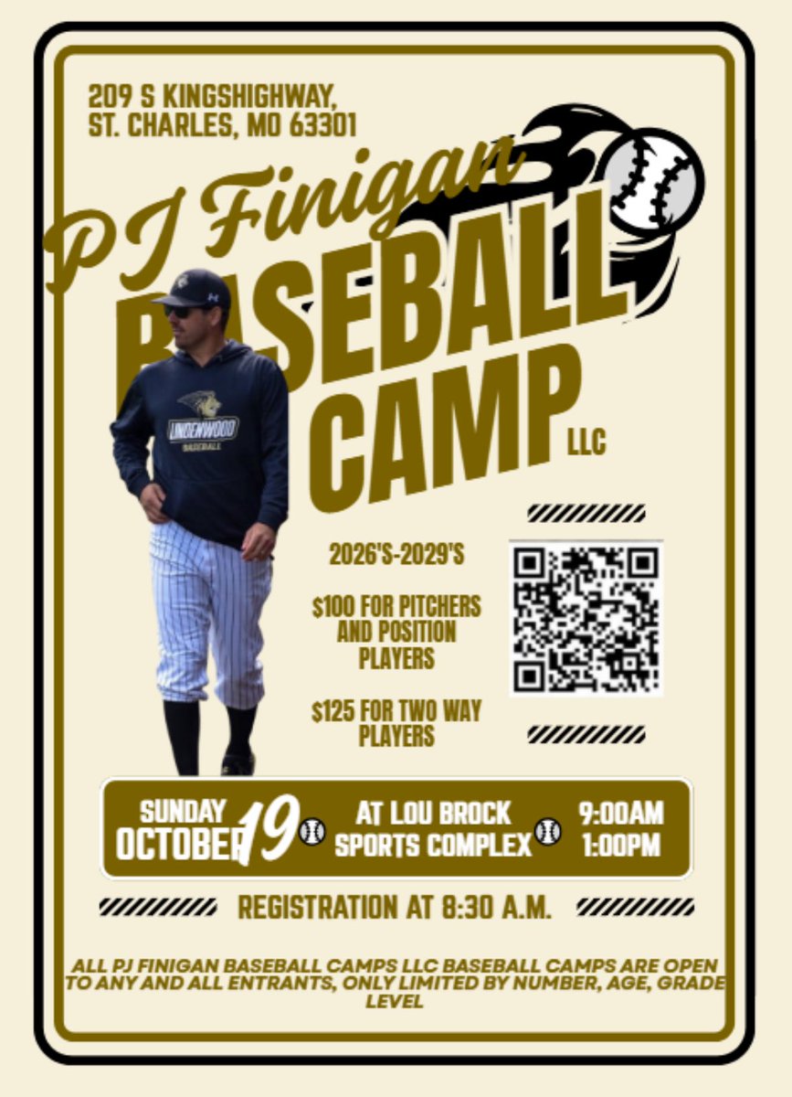 🚨 NEW HIGH SCHOOL CAMP 🚨

Register for our High School camp as we are six weeks away.

🗓️ : October 19th

📍Lou Brock Sports Complex 

Register using the link 👇

baseballllc.lindenwoodlionscamps.com