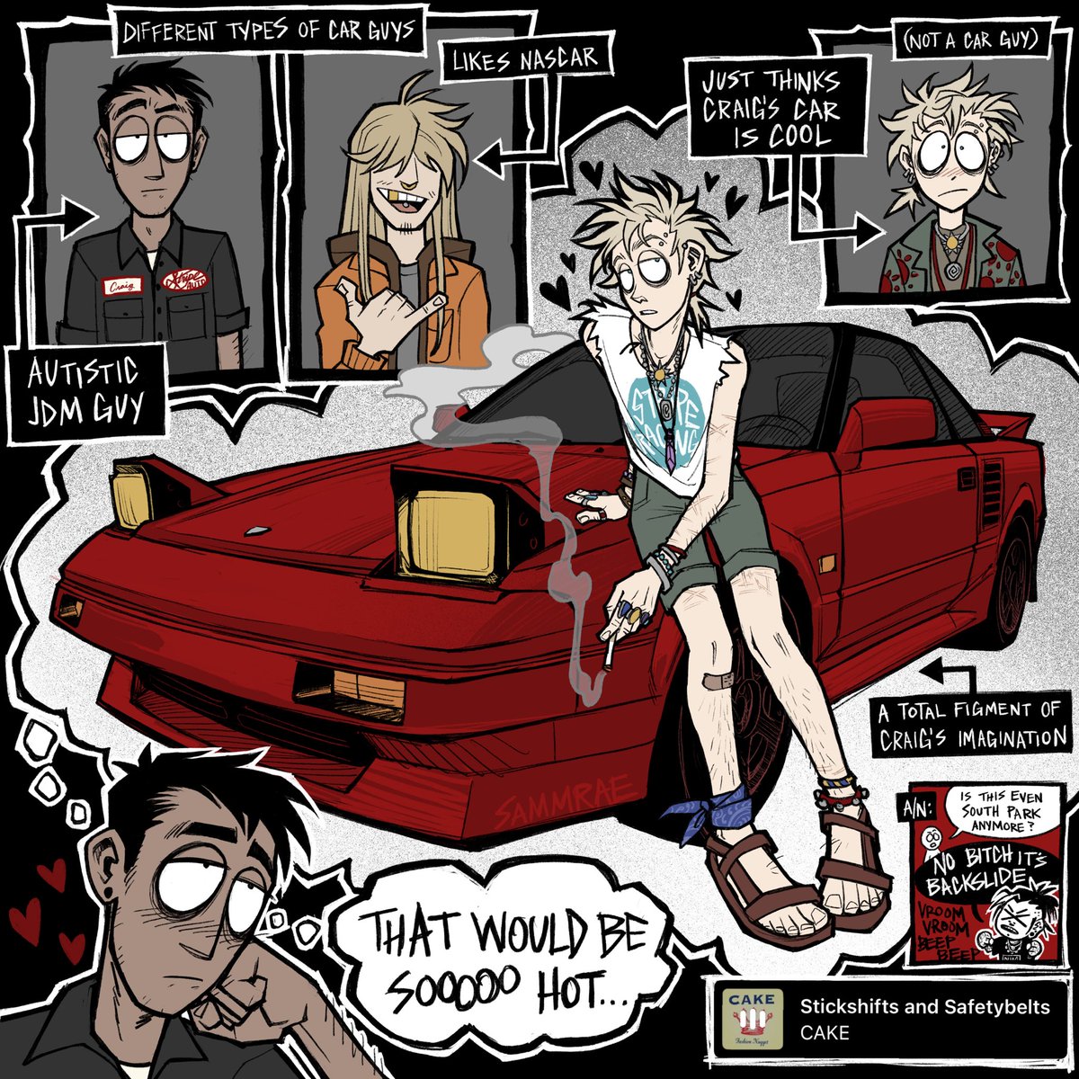 I just wanted to draw Tweek posing with Craig’s car like a racing model lmfao 💀 #spcreek