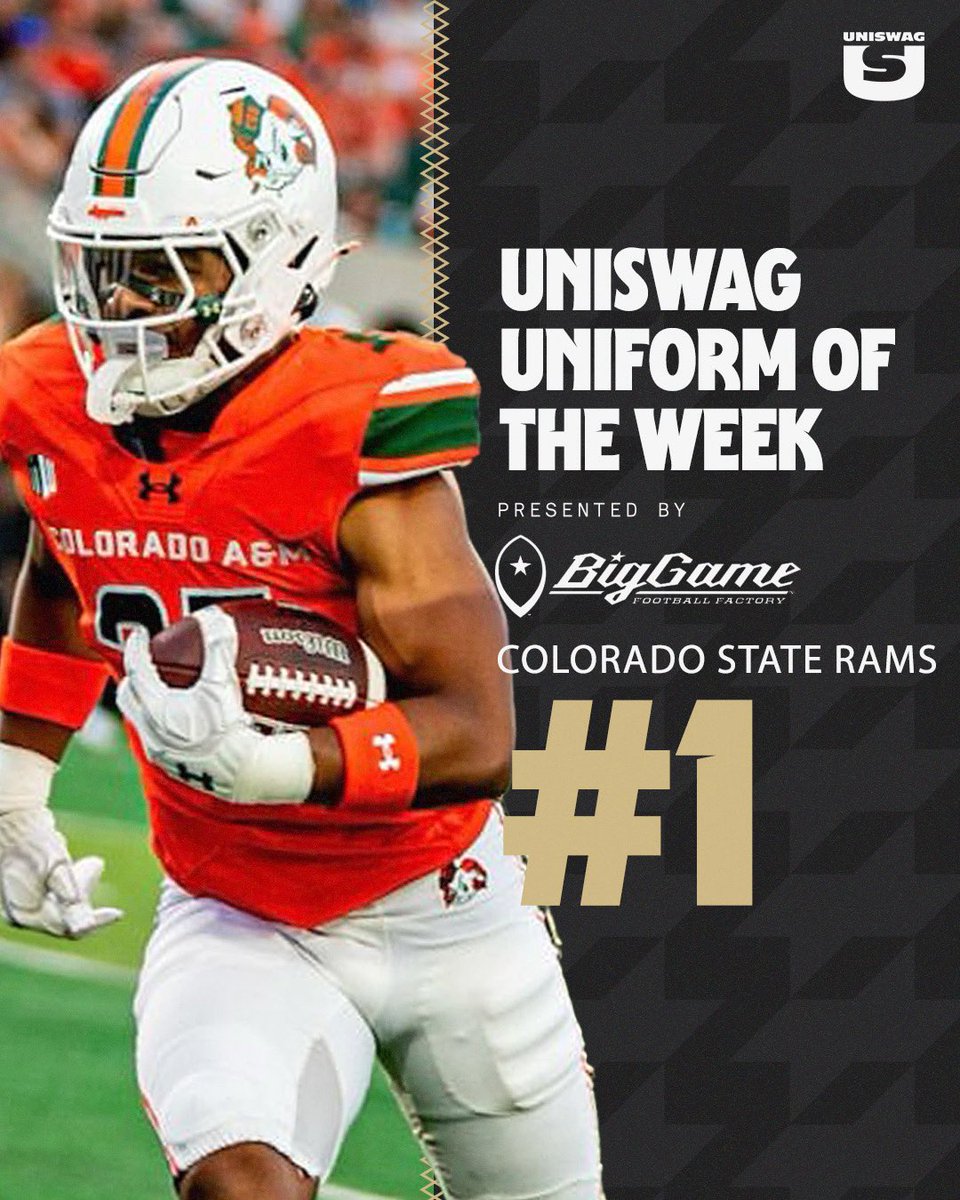 UNISWAG Week 2 Uniform of the Week Countdown presented by <a href="/BigGameUSA/">Big Game USA</a> 

#1 <a href="/CSUFootball/">Colorado State Football</a> 

#uniswag