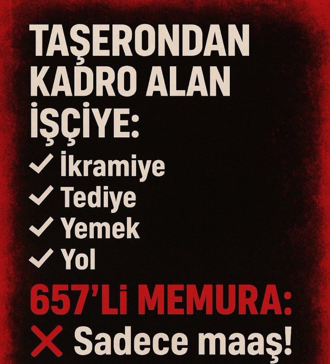 kync02's tweet photo. Memurların maaşlarında gerçek anlamda bir iyileştirme şart! Enflasyon karşısında her geçen gün eriyen alım gücü. Ek protokol, sadece kağıt üzerinde değil, cebimizde hissedilecek bir düzenleme olmalı. Emeğin karşılığı adil bir maaşla verilmeli! 💼💰
📢 #MemurlaraEkProtokol https://t.co/Sd5QVWbPAU