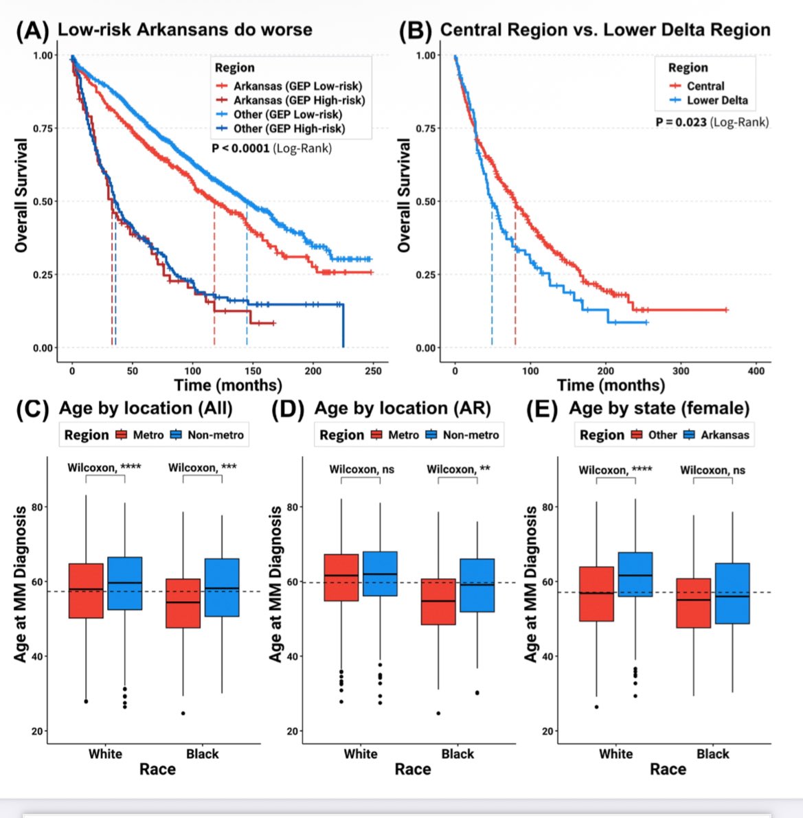 HadidiSamer's tweet image. Check our recent work led by Michael Bauer: The invisible divide: the impact of racial and geographic disparities on multiple myeloma outcomes - insights from a single-site study #mmsm @UAMSMyeloma 

➡️Early View | Haematologica haematologica.org/article/view/1…

N= 4712 patients…