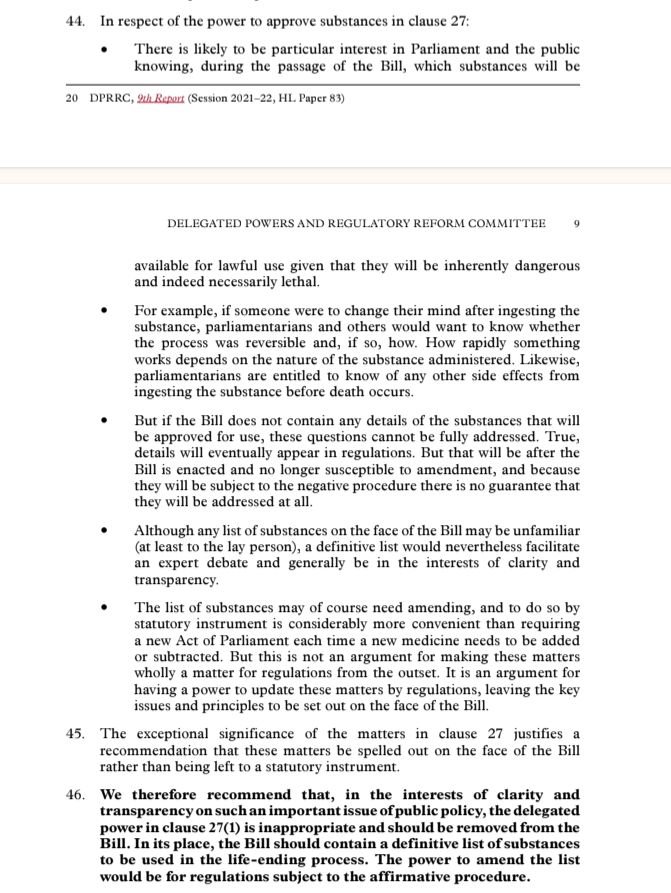 New parliamentary report on the assisted suicide bill, pretty damning over how much crucial detail is missing, left as blanks for Ministers to fill in. From the Delegated Powers &amp; Regulatory Reform Committee:  publications.parliament.uk/pa/ld5901/ldse…