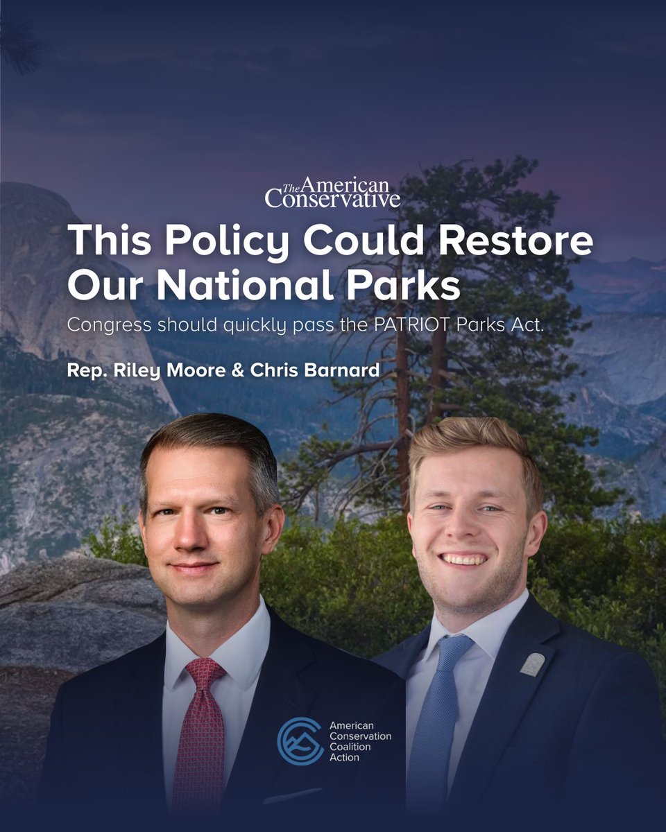 American Conservation Coalition Action (@accaction) on Twitter photo NEW: @reprileymoore and ACC Action President @chrisbarnarddl write in <a href="/amconmag/">The American Conservative</a> how the PATRIOT Parks Act will address the $23 billion maintenance backlog and restore our National Parks π§΅ NEW: @reprileymoore and ACC Action President @chrisbarnarddl write in <a href="/amconmag/">The American Conservative</a> how the PATRIOT Parks Act will address the $23 billion maintenance backlog and restore our National Parks π§΅