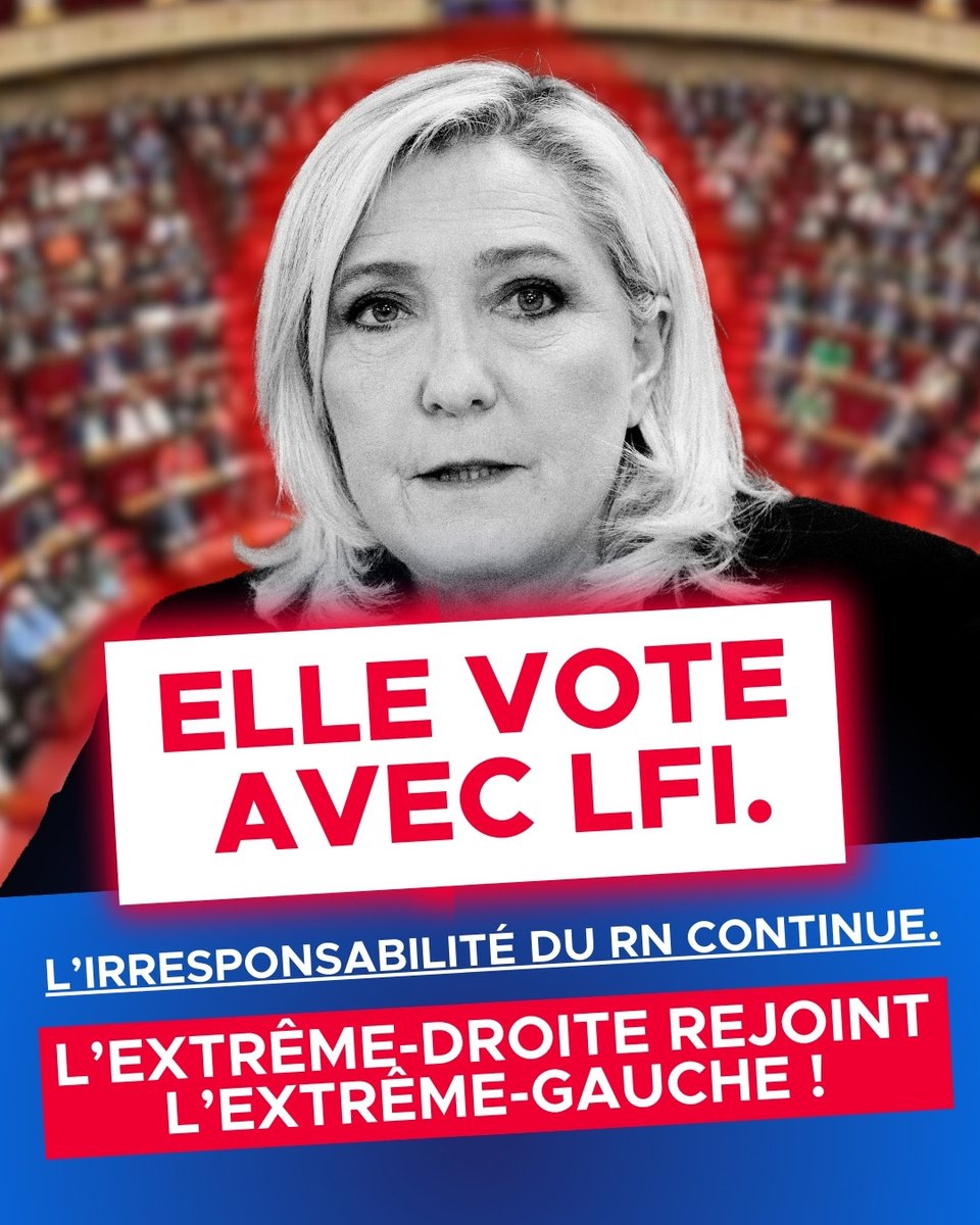 Ils ont toujours voté dans leur intérêt, jamais dans celui des français. 
<a href="/JLMelenchon/">Jean-Luc Mélenchon</a> &amp; <a href="/MLP_officiel/">Marine Le Pen</a> unis dans le chaos.