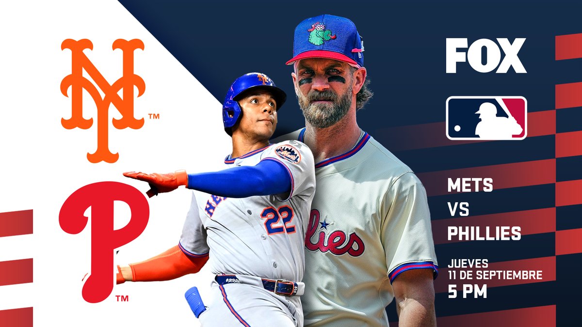 ¡La MLB por FOX sigue y sigue! 💥⚾️

<a href="/Mets/">New York Mets</a> 🆚 <a href="/Phillies/">Philadelphia Phillies</a>, jueves 11,  5 pm. 

🫡 Velo por nuestras pantallas.