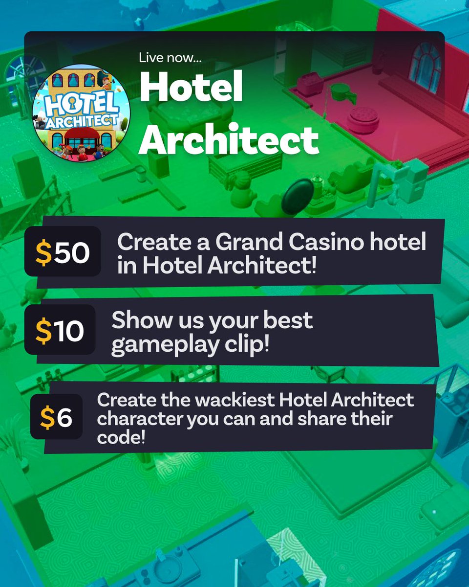 We've teamed up with the folks over at <a href="/WiredP/">Wired Productions</a> to reward you brilliant designers in <a href="/_HotelArchitect/">Hotel Architect</a>. 

Get creative, show off your skills and scoop up your well-earned winnings over on Just Video Games: buff.ly/RXtScHs 

#HotelArchitect #simulationgames #cozygames