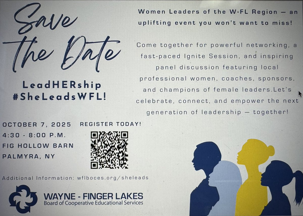 ✨REGISTER TODAY✨
LeadHERship Event -We’re bringing together women leaders &amp; allies from across the W-FL Region | Networking, Ignite Session, panel of local women, coaches/sponsors &amp; champions of female leaders. 📅 October 7, 2025
📍 Fig Hollow Barn, Palmyra, NY ⏰ 4:30–8:00pm