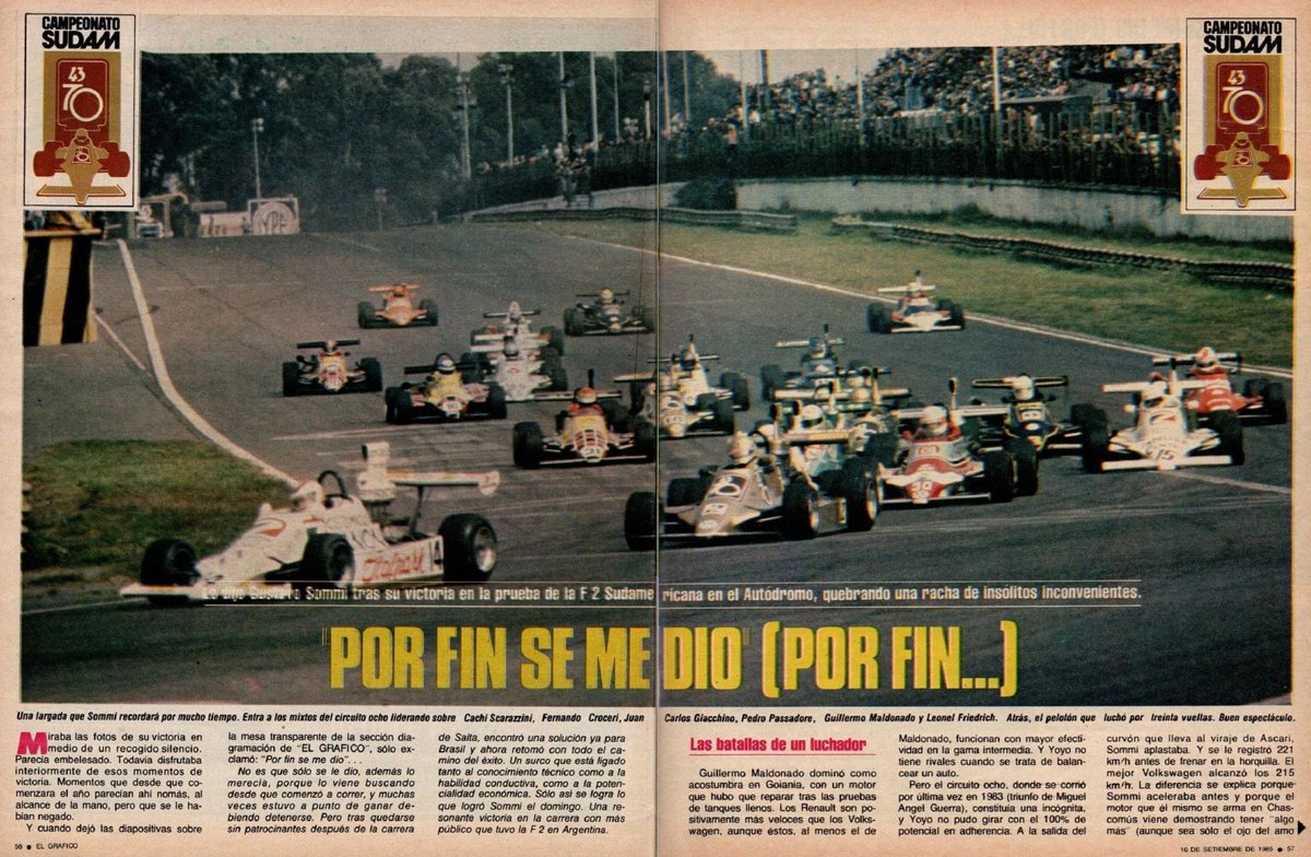 PatoG82's tweet photo. 8 de Septiembre de 1985, carrera de F2 Codasur en Buenos Aires
POR FIN SE ME DIÓ (POR FIN...)
"Lo dijo Gustavo Sommi tras su victoria, quebrando una racha de insólitos inconvenientes"
Alberto Scarazzini y Miguel A. Guerra completaban el podio.
Revista El Gráfico https://t.co/mqmgnYP0pO