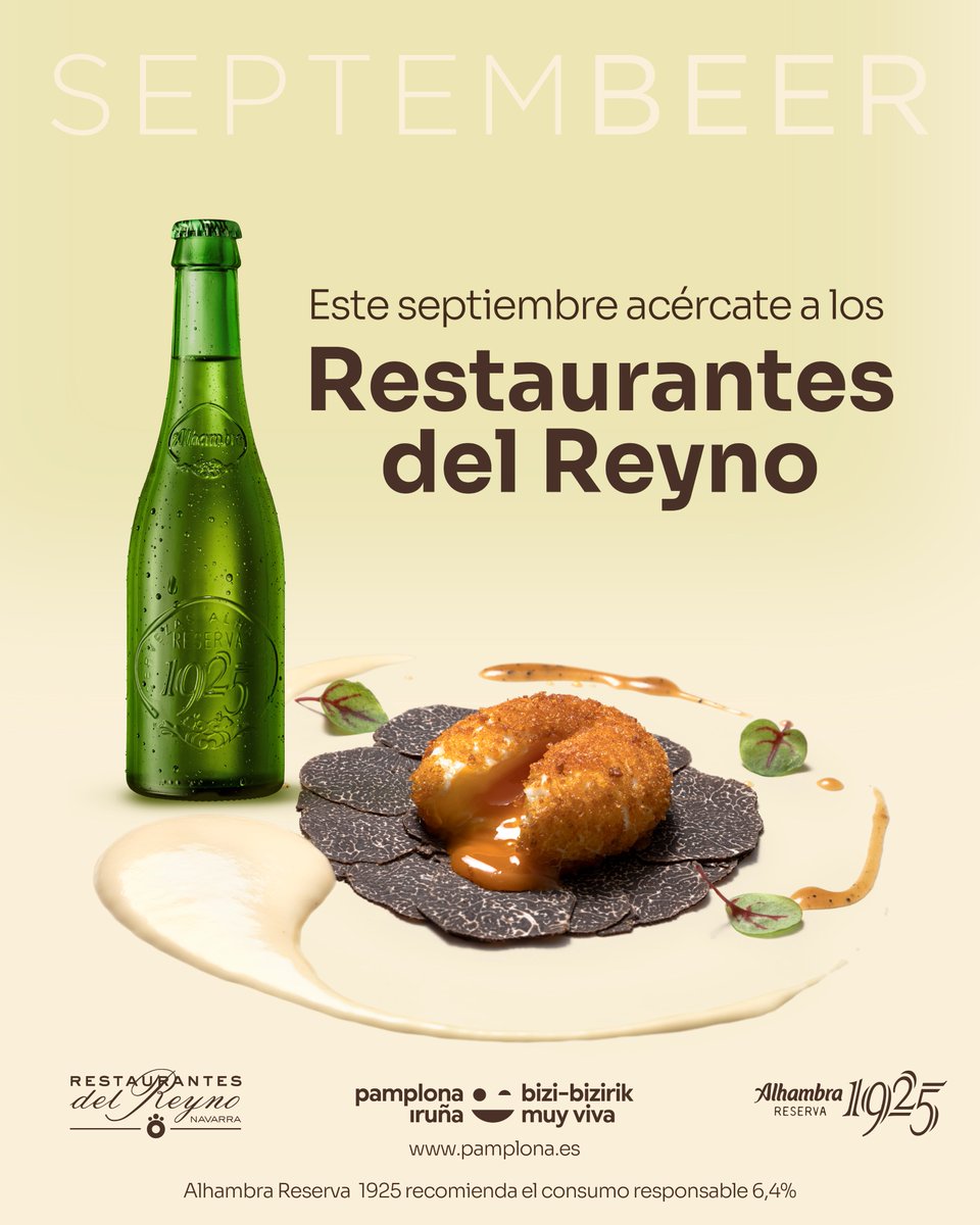 Deliciosos menús gastronómicos maridados con  Cerveza Alhambra hasta el 30/9. Te sorprenderemos con propuestas elaboradas con productos de temporada. Visítanos😉
Con la colaboración <a href="/VisitPamplona/">Pamplona - Iruña Turismo</a> y <a href="/Alhambra_Es/">Cervezas Alhambra</a> 
⚡restaurantesdelreyno.com⚡