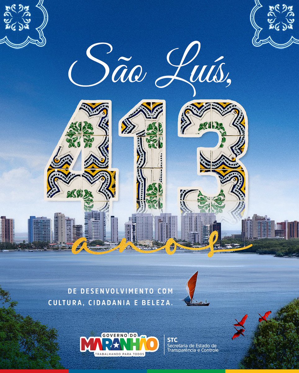 Hoje celebramos os 413 anos de São Luís, nossa Ilha do Amor!
A STC tem muito orgulho em pertencer a esta cidade e trabalhar todos os dias pelos ludovicenses, fortalecendo a cidadania e a boa governança. 

Parabéns! 🎉