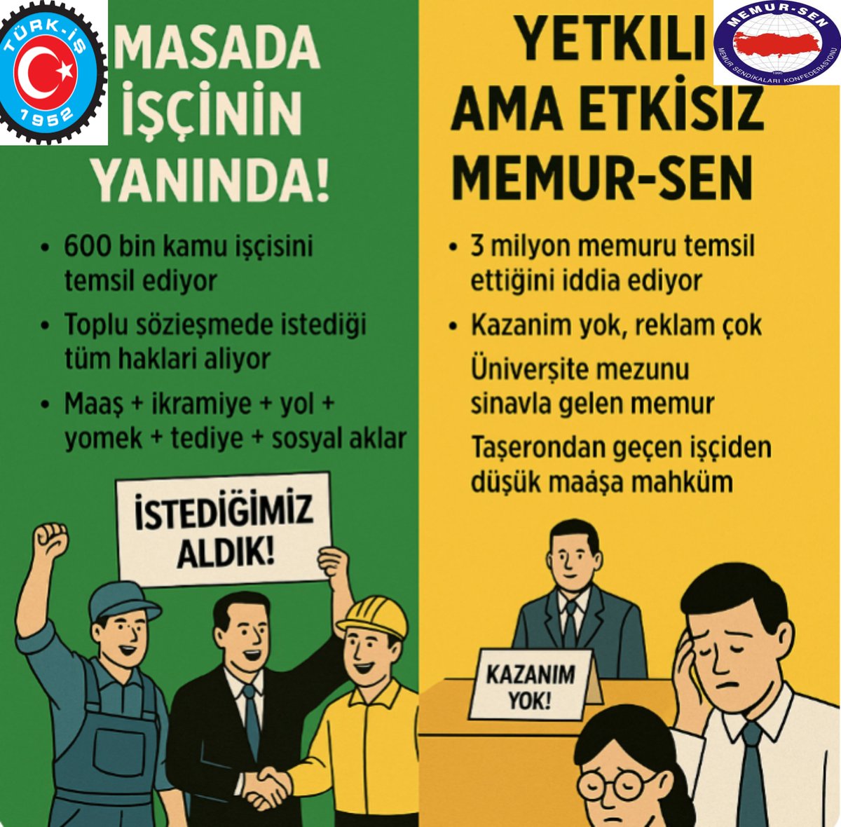 KPSS maratonu, yıllarca dershane, sınav stresi… Sonra atandığında gördüğün maaş, taşerondan geçmiş işçiden düşük.
O zaman bu ülke “okuyan, çalışan, kazanan” memura ne mesaj veriyor?
“Okuma, sınava girme, uğraşma, işçi ol daha çok kazan.”
#MemurlaraEkProtokol