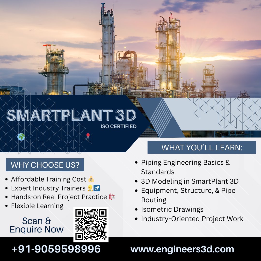 Engineers3d's tweet image. For enquiry click the link - forms.gle/mULPcS3QYGvRhr…
Level up your career with Piping Engineering – SmartPlant 3D (SP3D)! 💻 Learn online 🌍 or offline 📍 Hyderabad with Engineers3D. 🎓 Be industry-ready today! 🌟
#Engineers3D #SP3D #PipingEngineering #SmartPlant3D #SP3DTraining