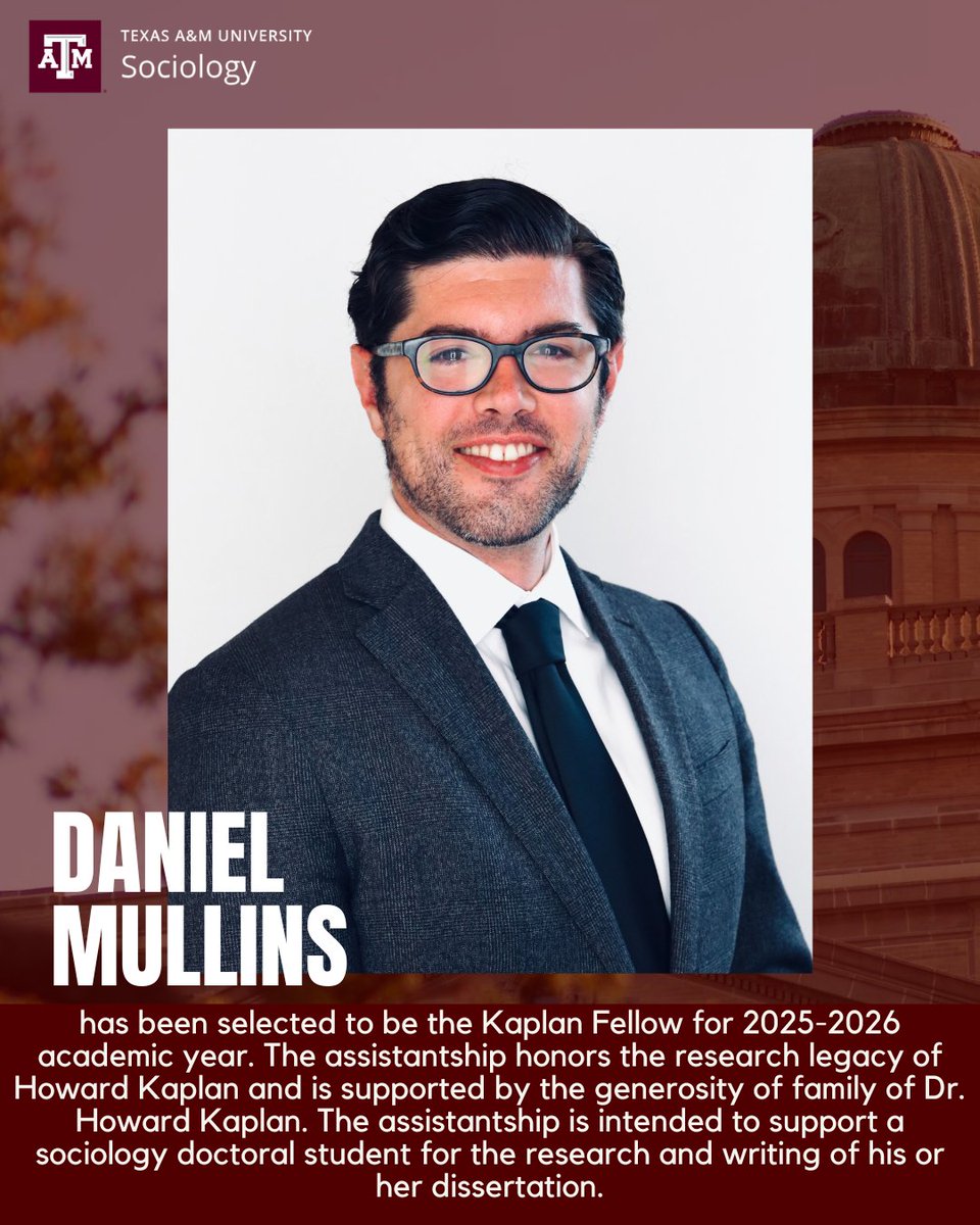 Texas A&M Sociology (@tamusoc) on Twitter photo Congrats Daniel on receiving this amazing award!!
His research explores how group influence shapes emotions, how AI is reshaping sociology, and how resilience is passed across generations.
We are so proud of you! Congrats Daniel on receiving this amazing award!!
His research explores how group influence shapes emotions, how AI is reshaping sociology, and how resilience is passed across generations.
We are so proud of you!