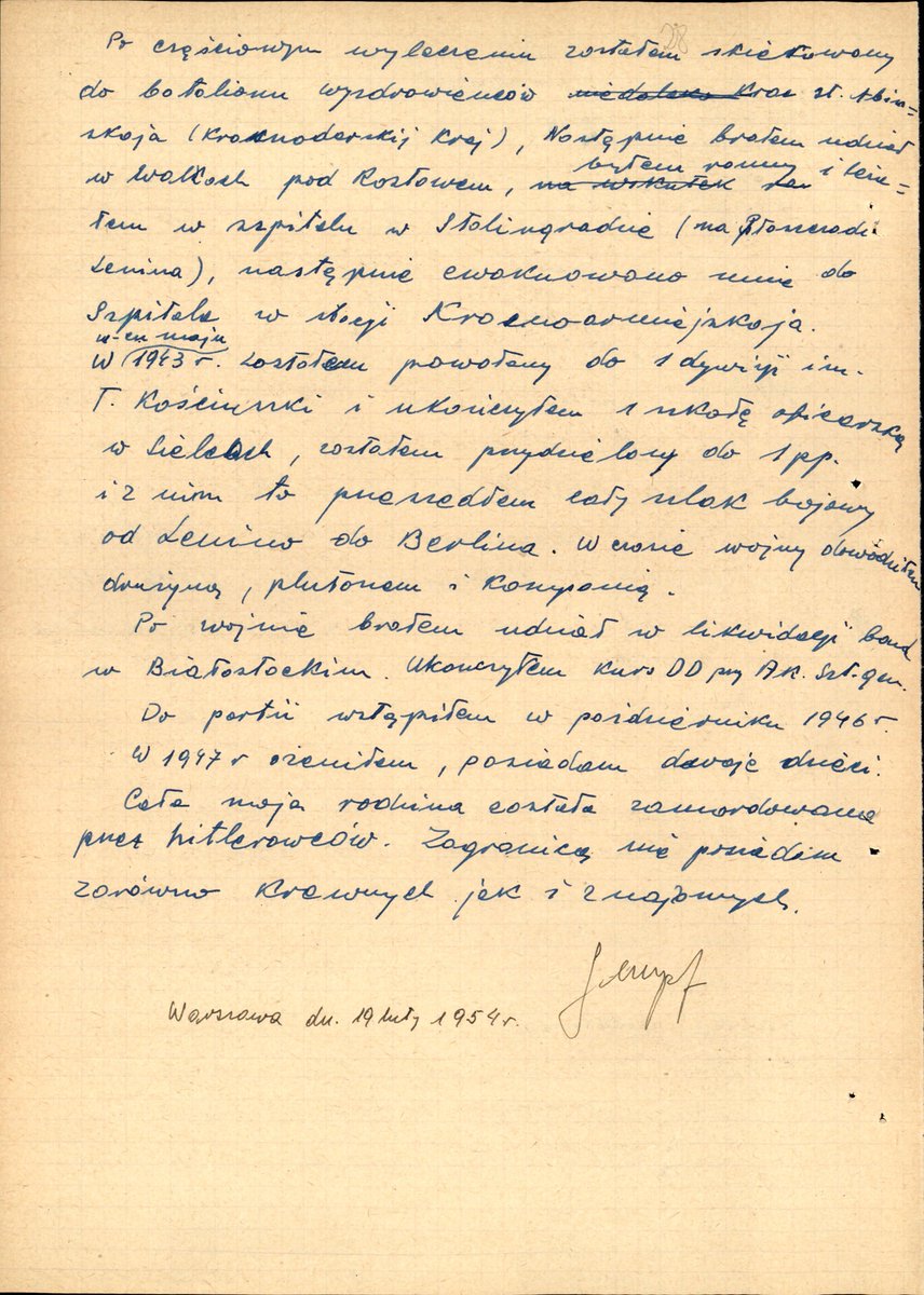 sebix1312's tweet photo. @K_Stanowski Tutaj masz Krzysiek dowód na to że teściu dorotki brał udział w obławie. Druga strona życiorysu, odręcznie sporządzonego przez Maksymiliana Sznepfa w 1954 roku. Sznepf przyznaje w nim: (...) Po wojnie brałem udział w likwidacji band w Białostockim. (...). Z zasobu IPN https://t.co/bt0LkNfBjD