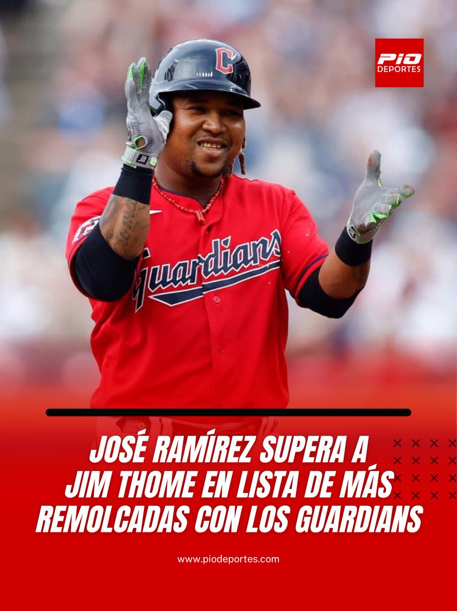 José Ramírez <a href="/ramirez_jose11/">Jose Ramírez</a> sigue haciendo historia en Grandes Ligas, esta vez superando a Jim Thome por el segundo lugar en la lista de más carreras remolcadas en la franquicia de los Guardians. 

Mr. La Para no tiene para😎🇩🇴

#PioDeportes