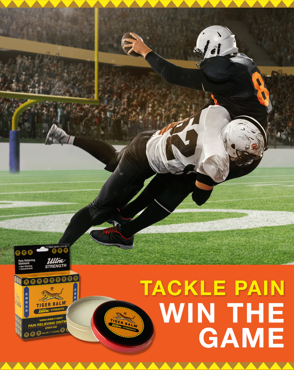 Tiger_Balm_US's tweet image. Big hits = Big relief 💪🔥 Power through every play with Tiger Balm Ultra Strength, perfect for post-impact recovery. Tag a teammate who plays hard or comment your favorite team below! 🏈 

#TigerBalm #WorksWhereItHurts #TacklePain #StayInTheGame #TigerBalmUltraStrength