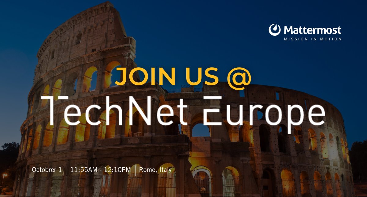 Mattermost's tweet image. All roads lead to Rome for TechNet Europe.
We're excited to be in this historic city to connect with the brightest minds in the defense industry. This is a unique opportunity to network with leaders and experts shaping the future of mission-critical operations.
#TechNetEurope…
