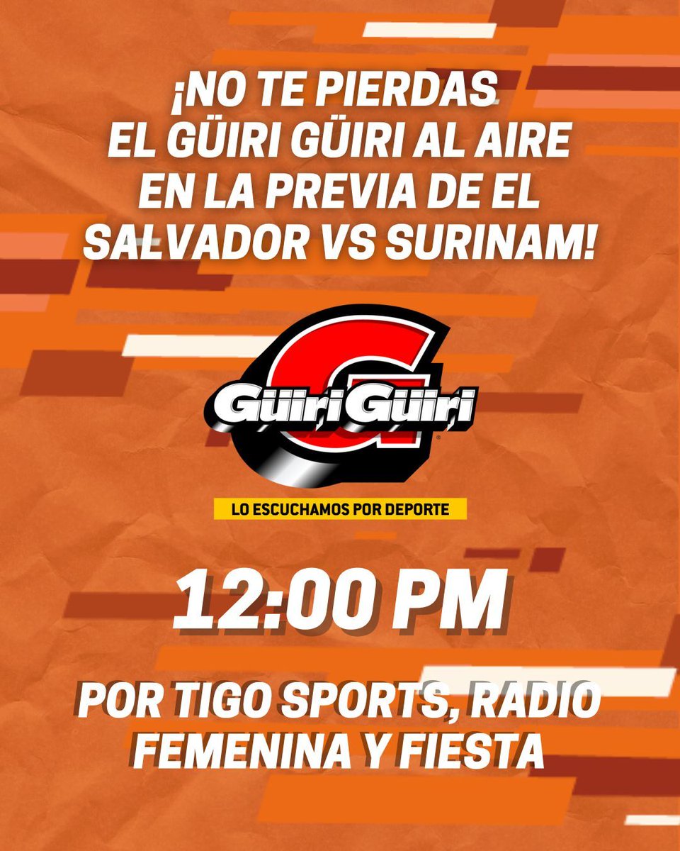 ¡No te pierdas el #GuiriGuiriAlAire! Diego López, Bruno Porzio, Óscar Guerra y Francisco Torres nos brindarán toda la información de la selección de El Salvador en el día del juego ante Surinam.
