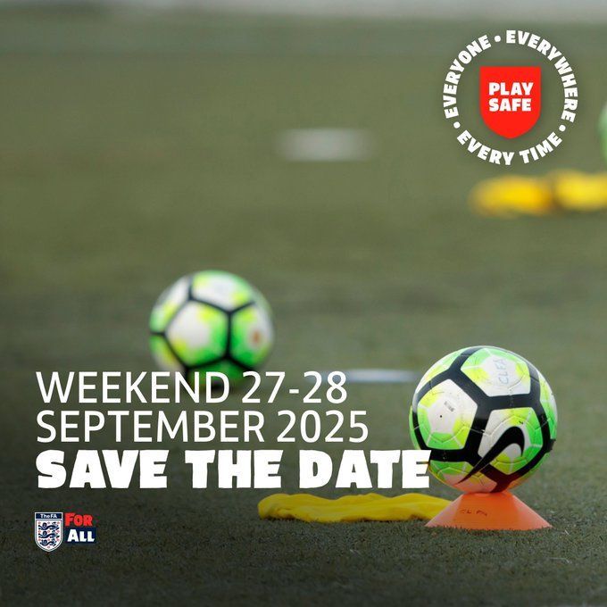 𝗣𝗹𝗮𝘆 𝗦𝗮𝗳𝗲 𝟮𝟬𝟮𝟱 𝗶𝘀 𝗵𝗲𝗿𝗲! 

Small Talk is Bigger Than You Think - are you ready to listen?
 
𝗦𝗮𝘃𝗲 𝘁𝗵𝗲 𝗗𝗮𝘁𝗲:
27-28 September 📅 
 
We want as many of our clubs to get involved to help raise awareness of safeguarding

Learn more ➡️ buff.ly/ZIo4wqQ