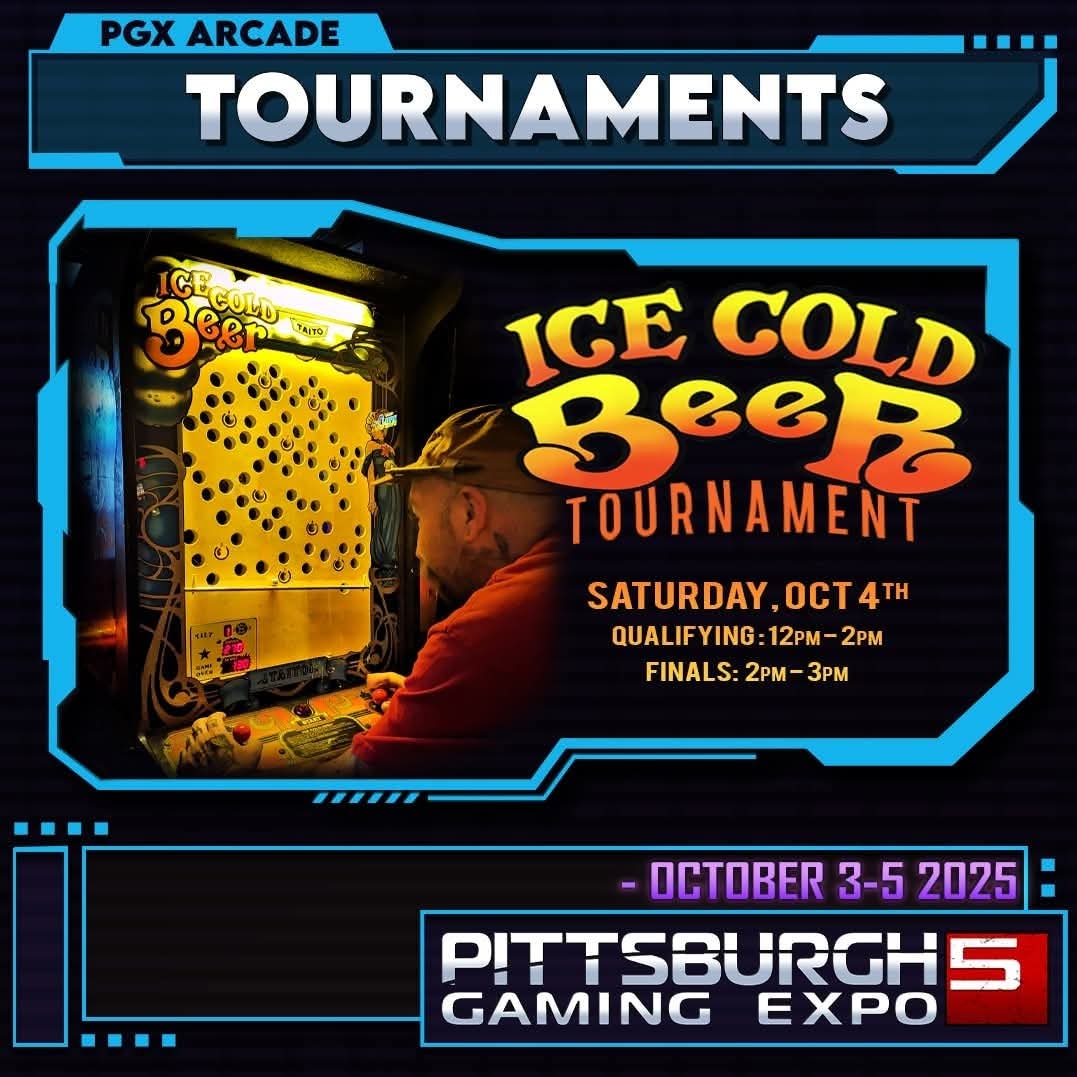 🎯 Ice Cold Beer Tournament at #PGX2025!
Steady hands. Sharp focus. Classic arcade skill test.

🕛 Sat, Oct 4 • Reg: 12–1:30PM • $5 entry
3 qualifying runs → Top 8 → Finals bracket!

Register in person near the ICB machines. Don’t miss it!

pittsburghgamingexpo.com
#arcade