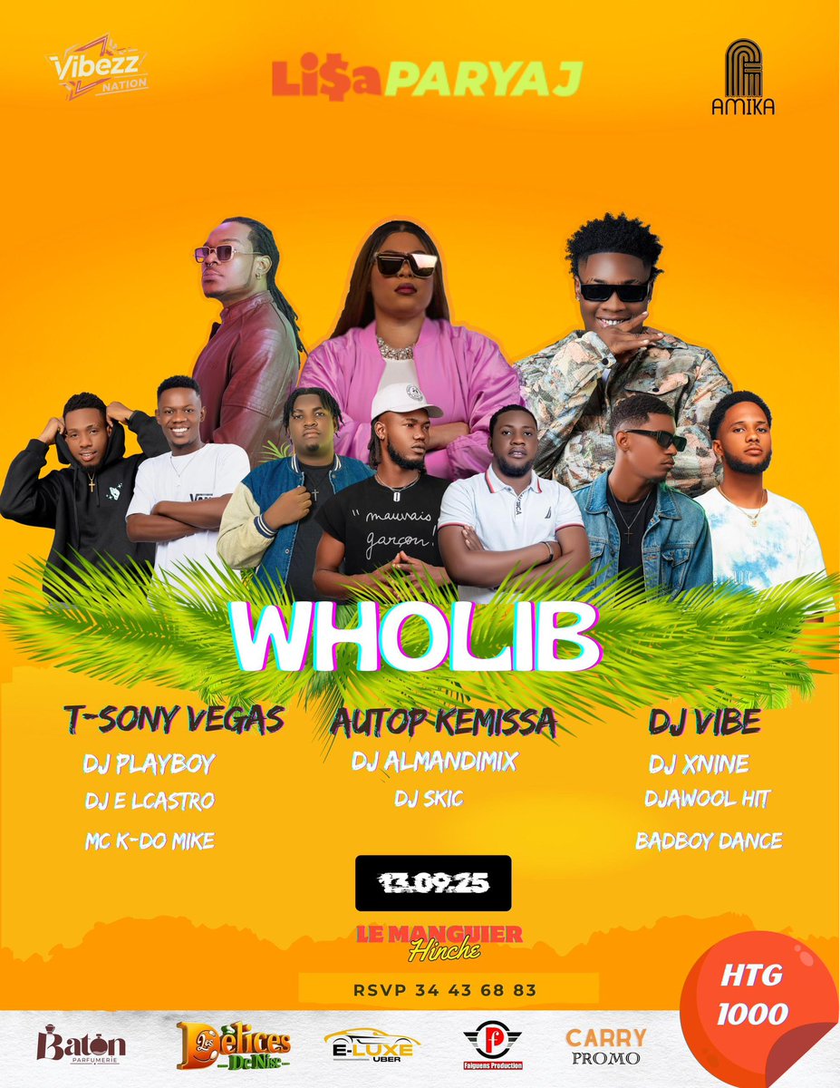 13 Septanm nan la, <a href="/Autop_Kemissa/">DJ KEMISSA</a> ap tounen Hinche pou festival WHOLIB la.

Si ou Hinche, fè nou konnen si w ap prezan 🔥

Hinche, get ready to go Au 🔝! 🚀

#AtisAnkre #AuTopKemissa #Wholib2025 #Summer2025