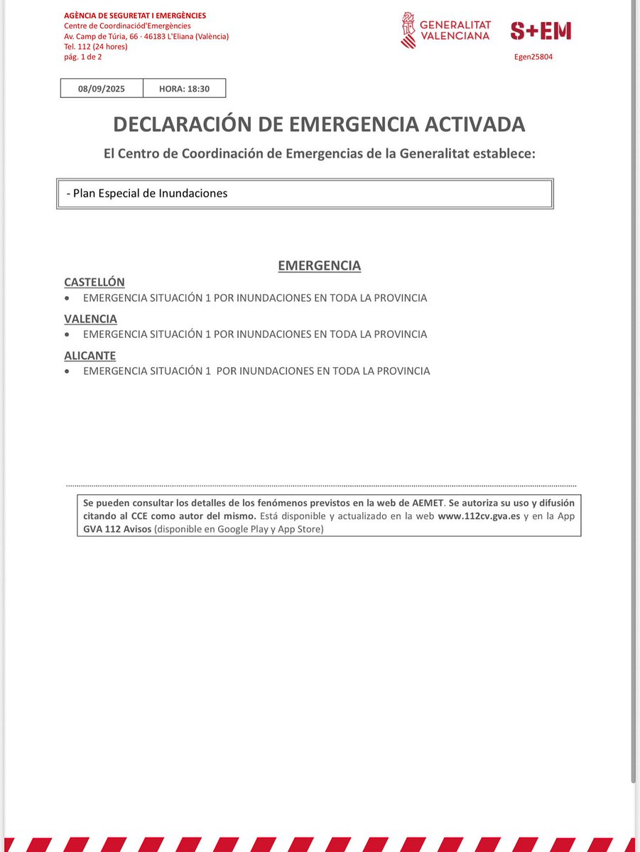 🔴 EMERGENCIA SITUACIÓN 1 POR
POR INUNDACIONES EN TODA LA PROVINCIA 🔴