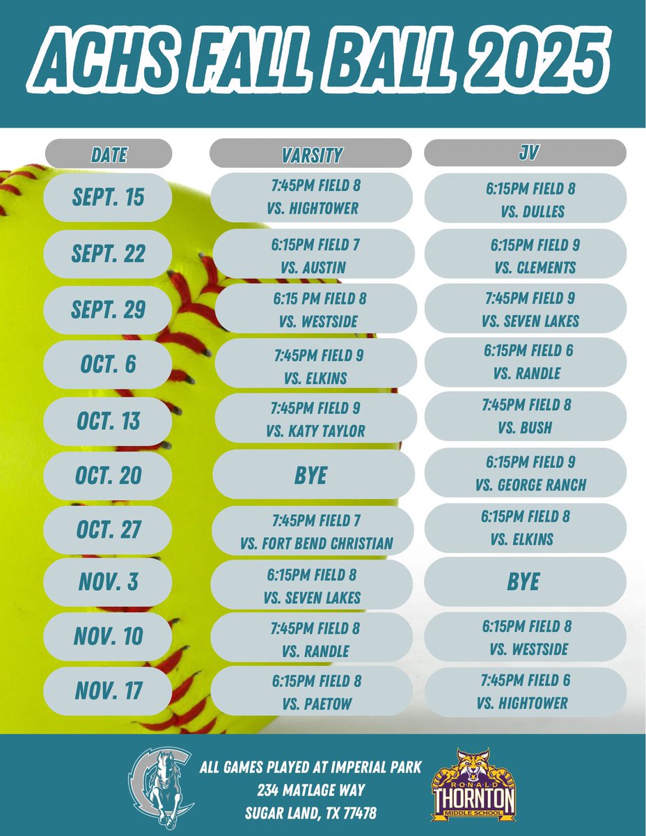 Fall schedule is here! Looking forward to new opportunities to grow and develop as a program⚡️ #ChargedUp  <a href="/ACHS_Boosters/">Crawford Boosters</a> <a href="/ACHS_Chargers/">Almeta Crawford High School</a> <a href="/ACHS_ATHfbisd/">ACHS_Athletics</a>