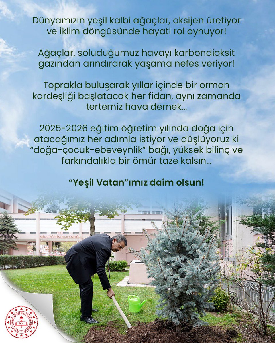 🌤️ 🌞Göğümüz berrak, oksijenimiz bol, ormanlarımız çok olsun! 🌳🌱

#HerÇocukBirFidan