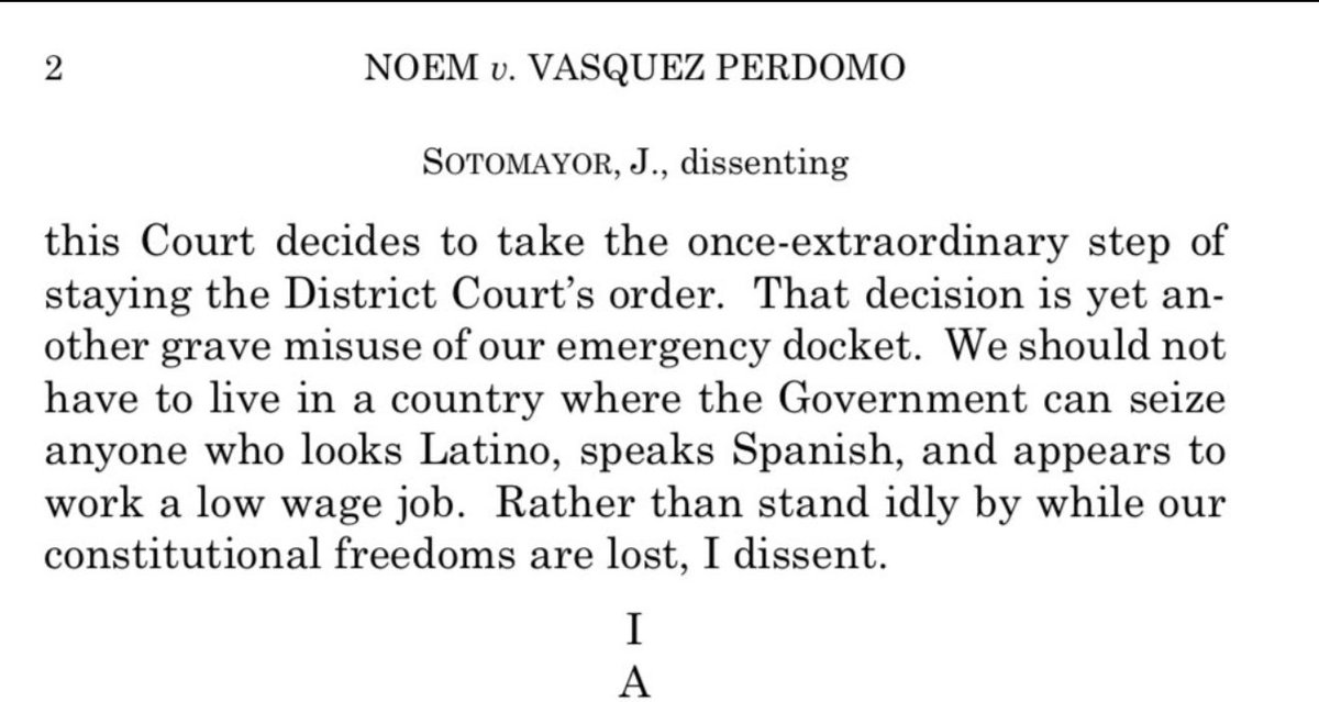 Greg Price (@greg_price11) on Twitter photo Sotomayor fundamentally has no idea what the actual job of a judge is. It’s 100% legal for immigration officials to question suspected illegal aliens. Her job is to interpret that as law but instead she spends her time writing about what she wishes the law said. Sotomayor fundamentally has no idea what the actual job of a judge is. It’s 100% legal for immigration officials to question suspected illegal aliens. Her job is to interpret that as law but instead she spends her time writing about what she wishes the law said.