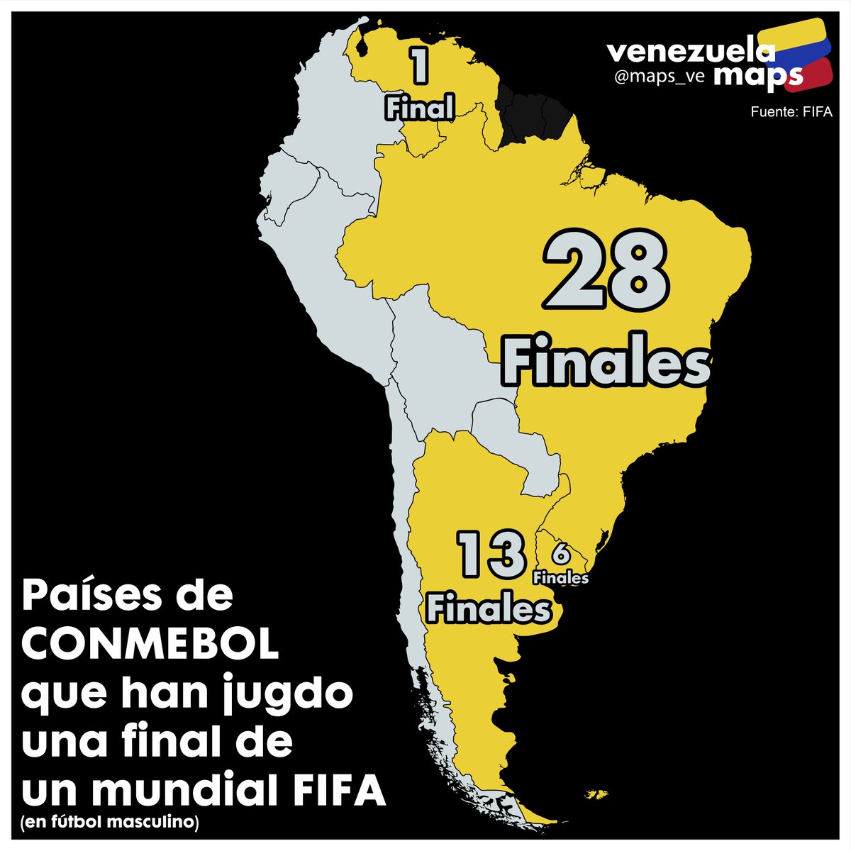 maps_ve's tweet photo. Países que han jugado una final de un mundial FIFA ⚽🏆🌎 https://t.co/R0QN8MCCfB