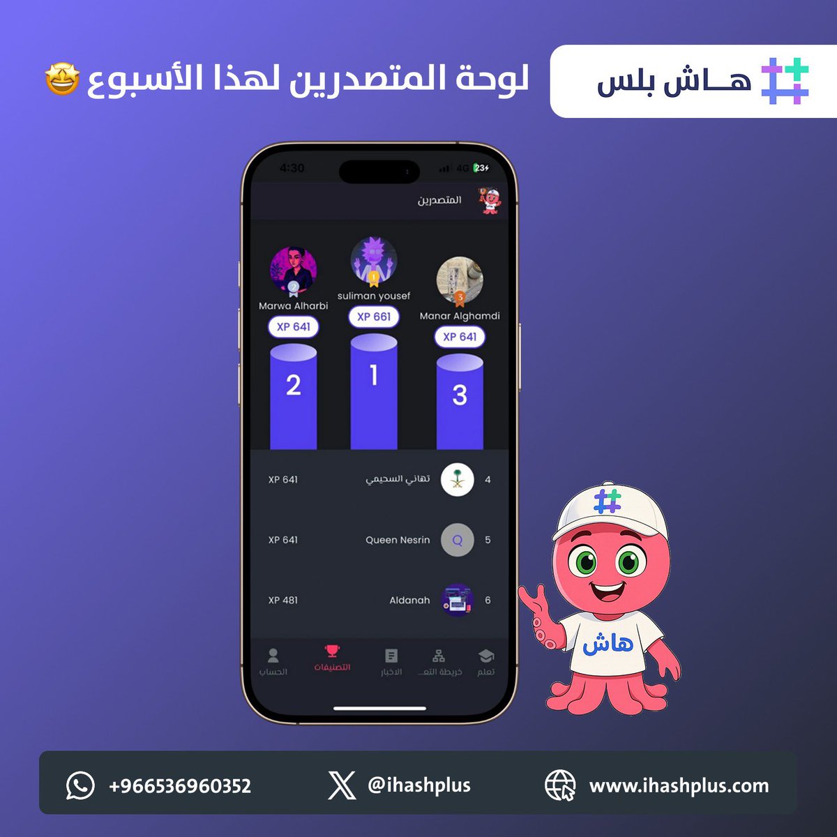 فخورين بأبطال هاش بلس المتصدرين لهذا الأسبوع🏆🔥
جاهز تكون بين الأسماء الأسبوع الجاي؟ 😉
