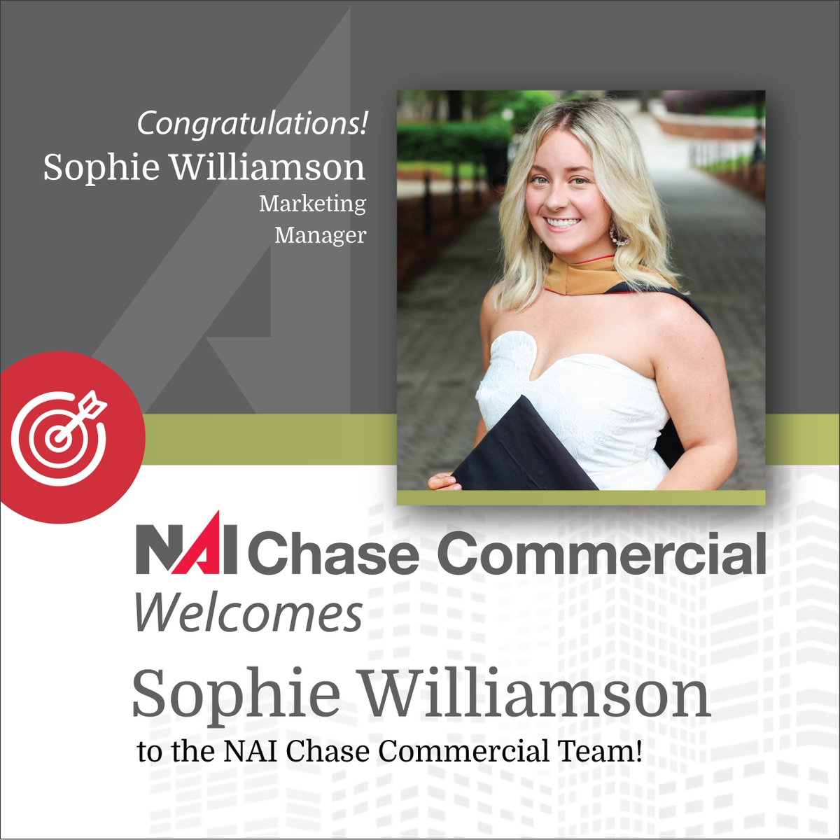 We’re excited to welcome Sophie Williamson back to NAI Chase Commercial — this time as our Marketing Manager! #NAIChase

Read the Full Press Release: bit.ly/4mXUMTK