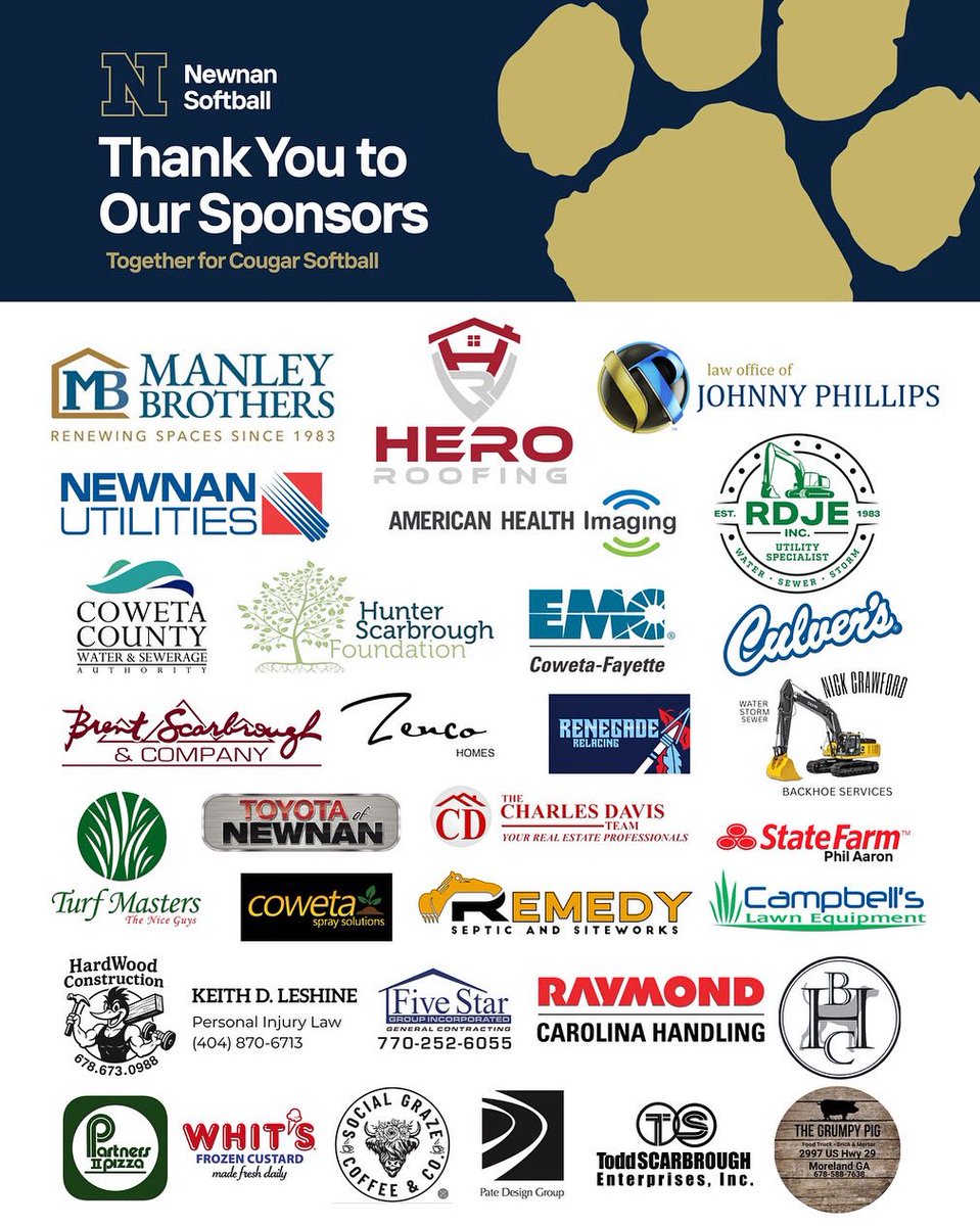 We would like to thank all of our 2025 sponsors!  You’ve made a difference and we appreciate all of the support for our Lady Cougars!  #WeAreNewnan