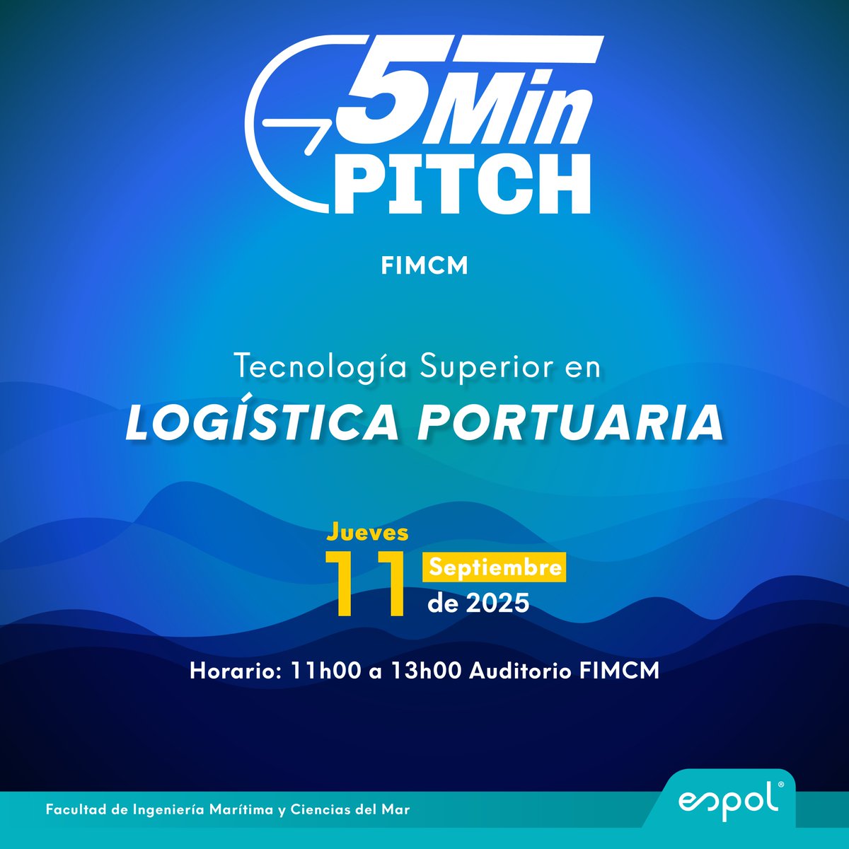 fimcmespol's tweet photo. 🚢 #5MinPitch FIMCM: ¡El futuro de la logística portuaria se presenta en 5 minutos!
📅 Jueves 11 de Septiembre
⏰ 11h00 - 13h00
📍 Auditorio FIMCM-ESPOL
Ven a ver las ideas que revolucionarán los puertos. ¡No te lo pierdas! ⚓️🌊
#LogísticaPortuaria #ESPOL #Innovación https://t.co/CRzKiu2fwl