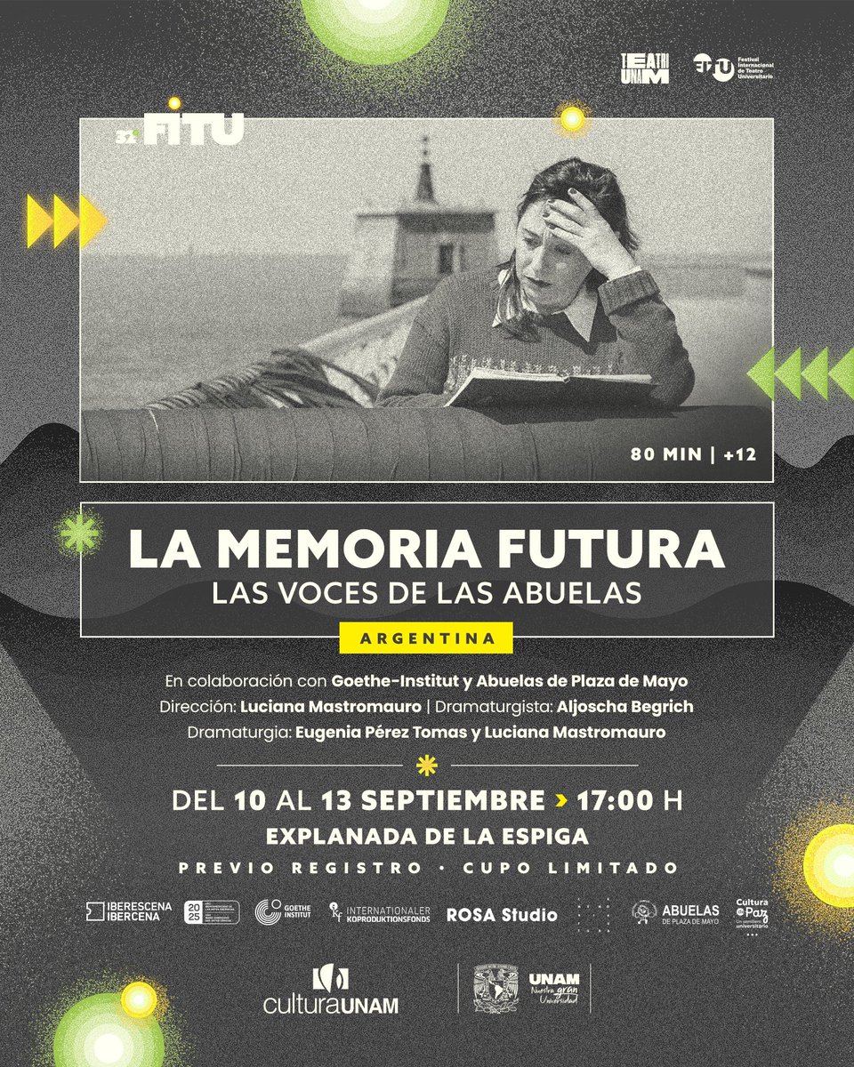 LA MEMORIA FUTURA: Las voces de las Abuelas invita a caminar y escuchar. Es un recorrido al aire libre guiado por actrices que dan vida a voces de mujeres cuyos nietos fueron arrebatados por el Terrorismo de Estado en Argentina (1976-1983).

Registro bit.ly/RegistroLaMemo…
