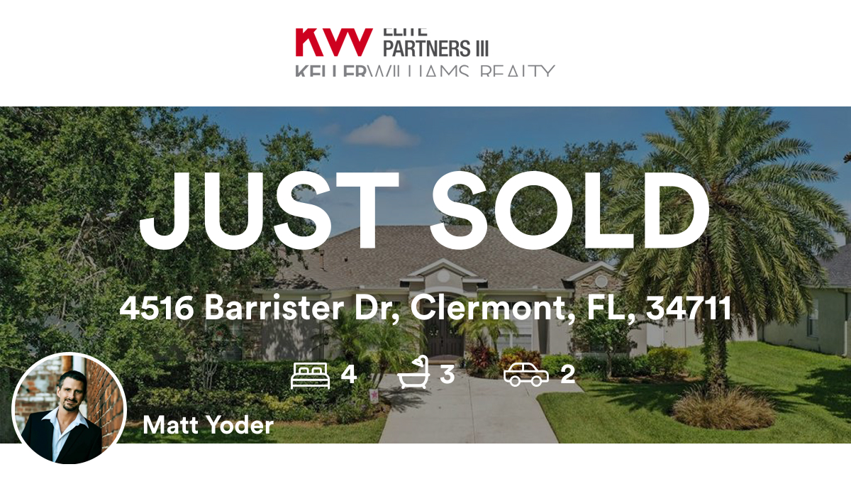 mattyoder_yoder's tweet image. 🛌 4 🛀 3 🚘 2
📍 4516 Barrister Dr, Clermont, FL, 34711

My latest sale on RateMyAgent.
Florida Realtor License SL3461573
rma.reviews/2qwx3d78cpc5

...
#ratemyagent #realestate #KELLER_WILLIAMS_ELITE_PARTNERS_III_REALTY
