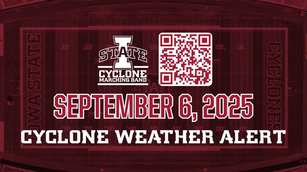 The weather was beautiful for another Cyclone victory, but there was a storm brewing at halftime as the ISUCF'V'MB brought our Cyclone Weather Alert halftime show to the field. Featuring the Iowa State Dance Team! 

Watch it now on YouTube!

iastate.band/2025/weatheral…