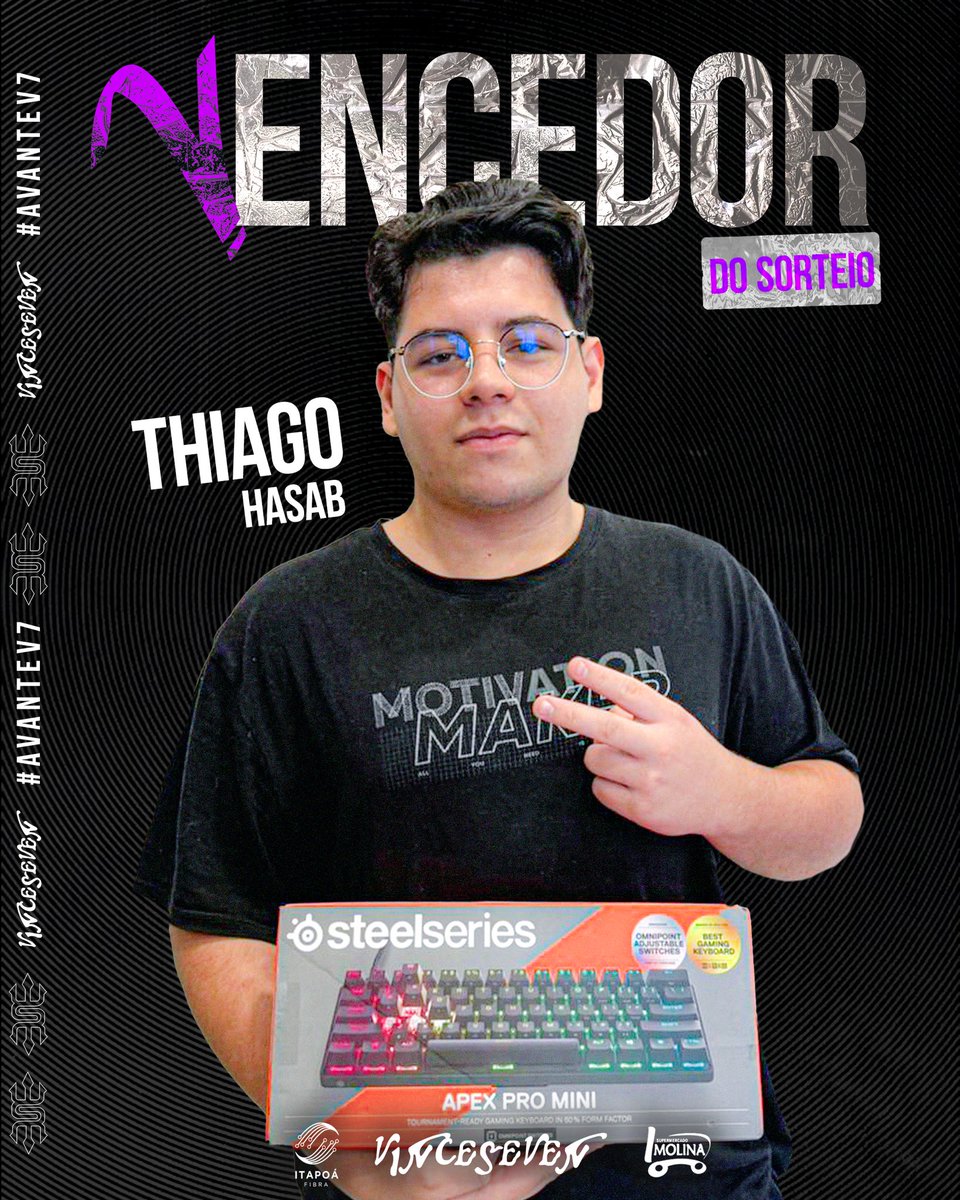 O ganhador já tem seu prêmio em mãos!
Agradecemos a todos que participaram #AVANTEV7 🔱